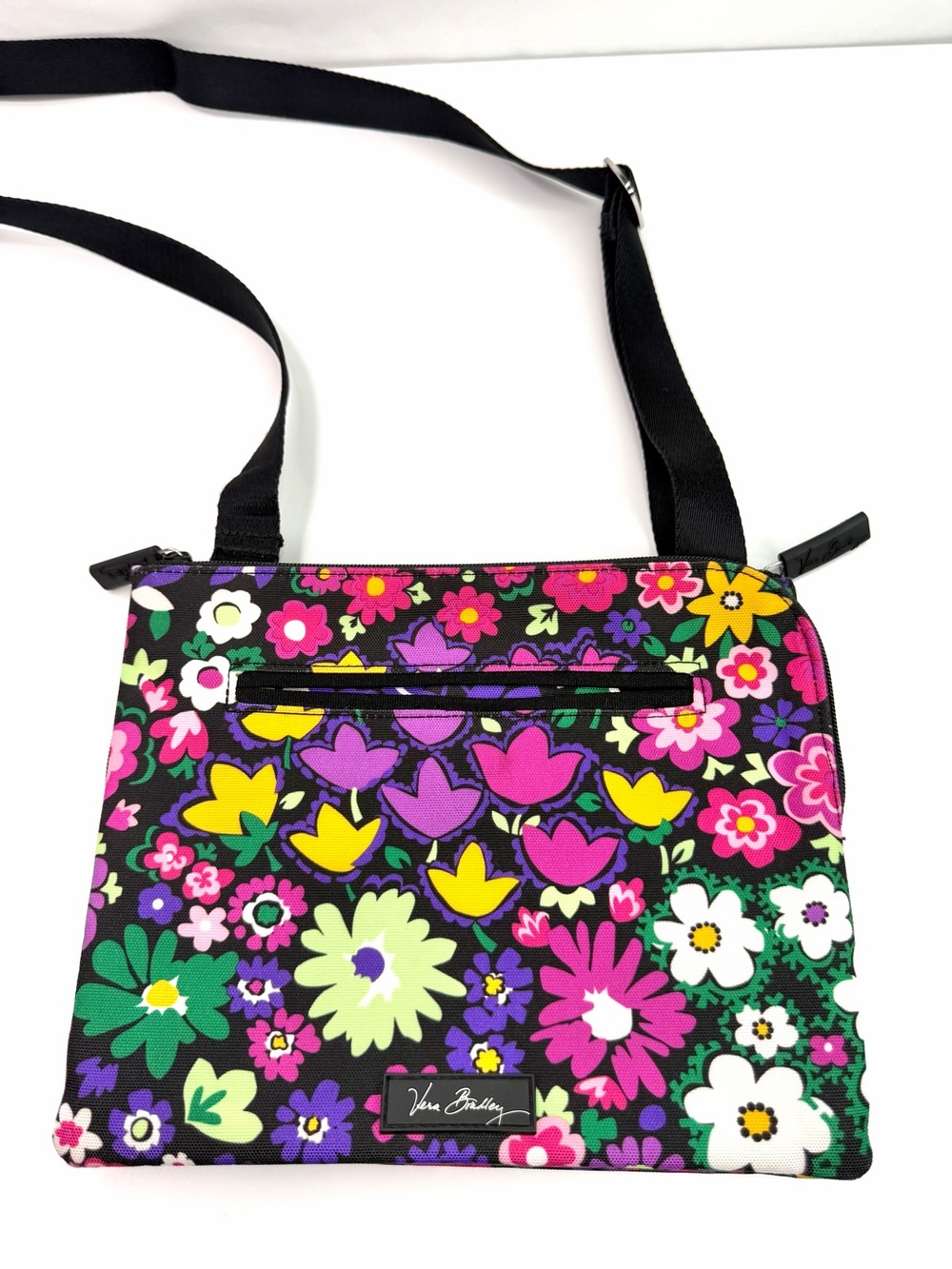 Vera Bradley Pink Purple Floral Triple Compartment Performance Crossbody Bag
